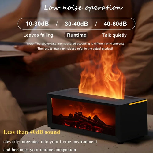 Fireplace Flame Cool Mist Humidifier with Remote, Timer, & 7-Color LED Lights | 9.47Oz Usb-Powered Diffuser with 2 Essential Oil