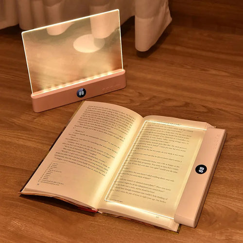 LED Flat Panel Book Light with Timer Night Vision Reading Lamp Dimmable Eye Protect Student Book Light Rechargeable Indoor